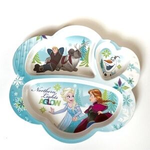 Rare Disney FROZEN Northern Lights Aglow Divided Child's Plate Zak! Designs